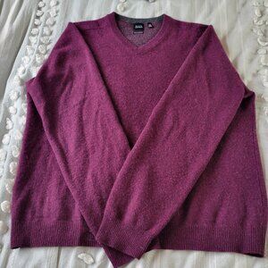 BLACK by Saks Fifth Avenue 100% Cashmere V-Neck Sweater Medium Berry Purple